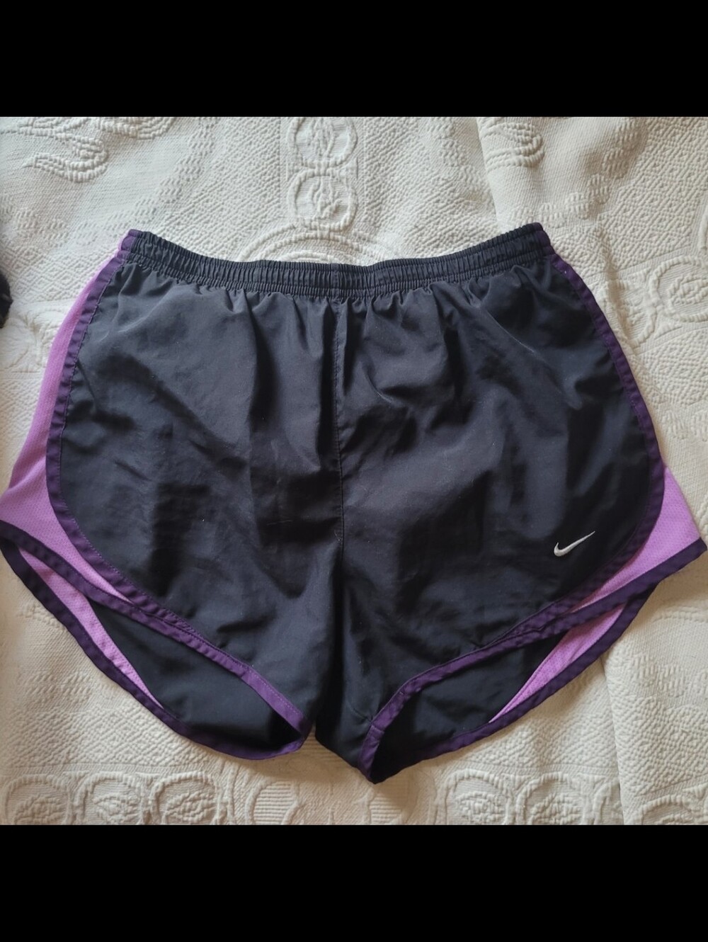 Nike Women's Black Shorts with Purple Trim Athletic Running Shorts